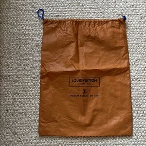 Louis Vuitton Medium Tan Drawstring Pouch Dust Cover Bag 13" x 18"